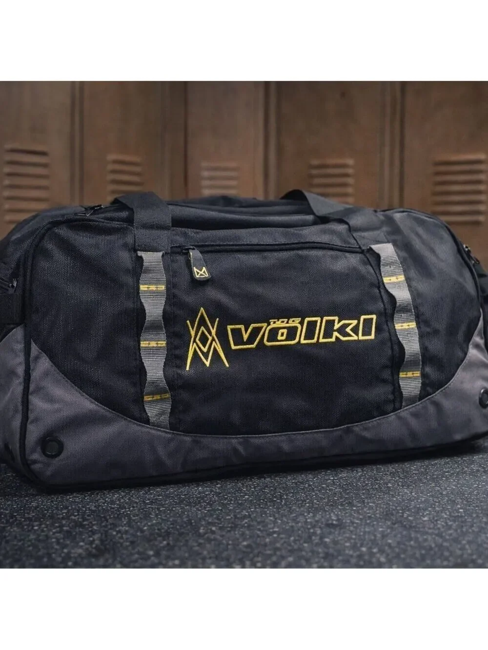 Völkl Sport Duffel Bag Black Gray Yellow Gym Travel Weekend